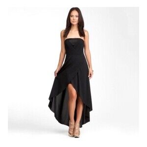 Bebe Dress Womens Small Black Strapless High Low Cut Formal Party Wedding Gown